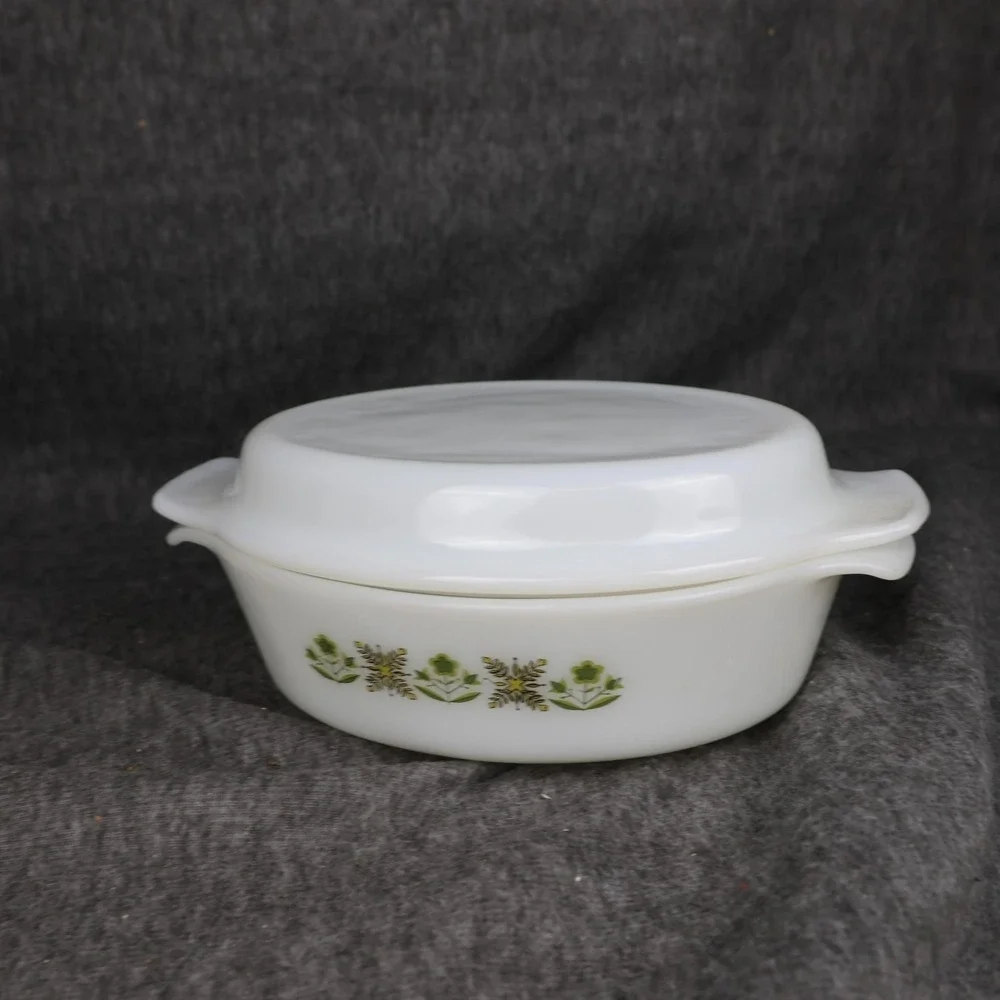 Vintage Fire-King White Oval Casserole Dish 433 1.5 Qt Glass Ovenware USA 11x9